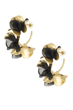 Earrings fall flower - black h5 