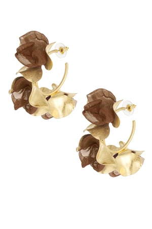 Earrings fall flower - brown h5 