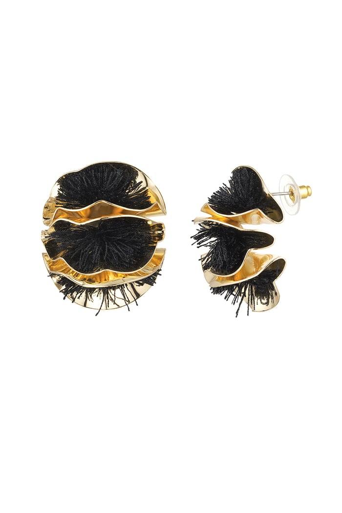 Colorful Flower statement earrings - black 