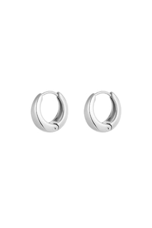 Medium basic hoop earrings - Silver Color color h5 