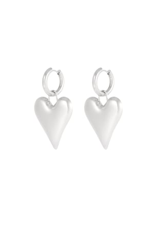 Big Heart pendant earrings - Silver Color color h5 