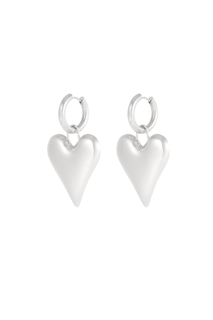 Big Heart pendant earrings - Silver Color color 