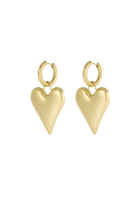 Big Heart pendant earrings - Gold color