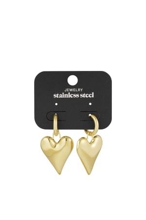 Big Heart pendant earrings - Gold color h5 Picture3