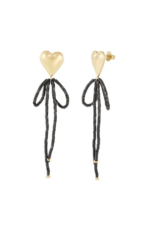 Earrings bow to my heart - black Gold color h5 