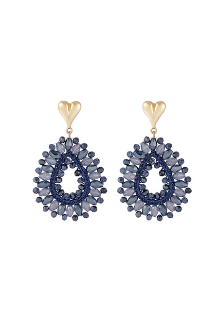 Beaded Love earrings - dark blue