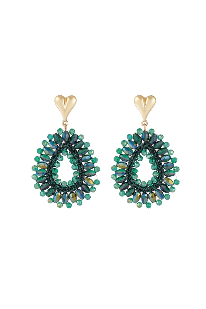 Beaded Love earrings - green 