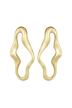 Organic statement earrings - Gold color h5 