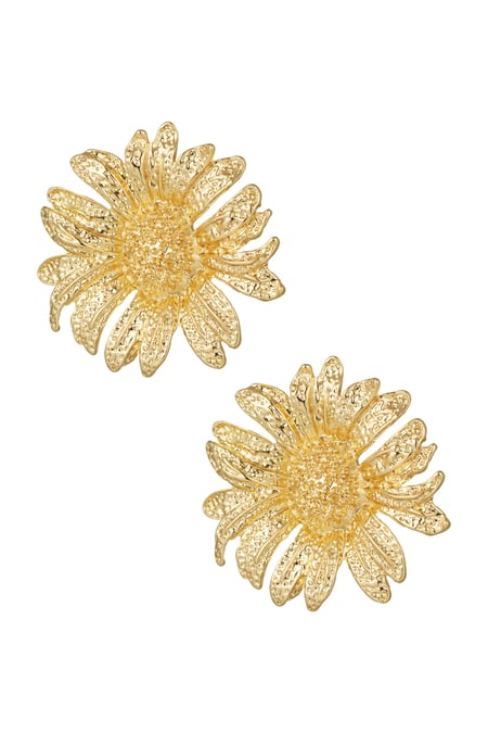 Sunflower statement earrings - Gold color