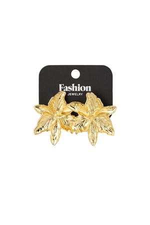 Funky flower earrings - Gold color h5 Picture3