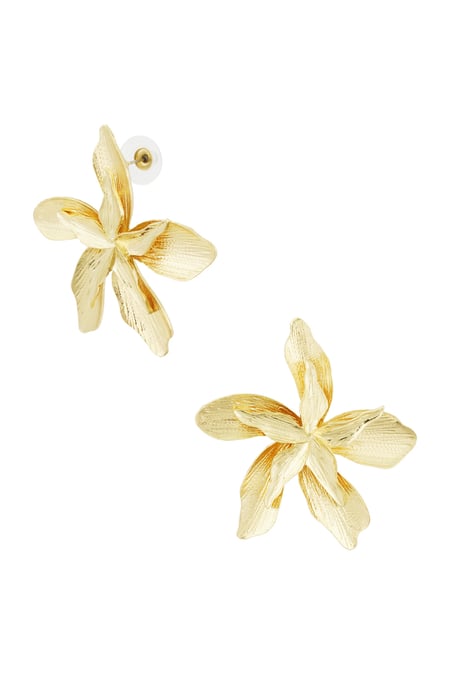 Earrings flower statement piece - Gold color 2