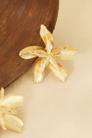 Earrings flower statement piece - Gold color h5 Picture4