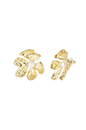 Pearl flower earrings - Gold color h5 