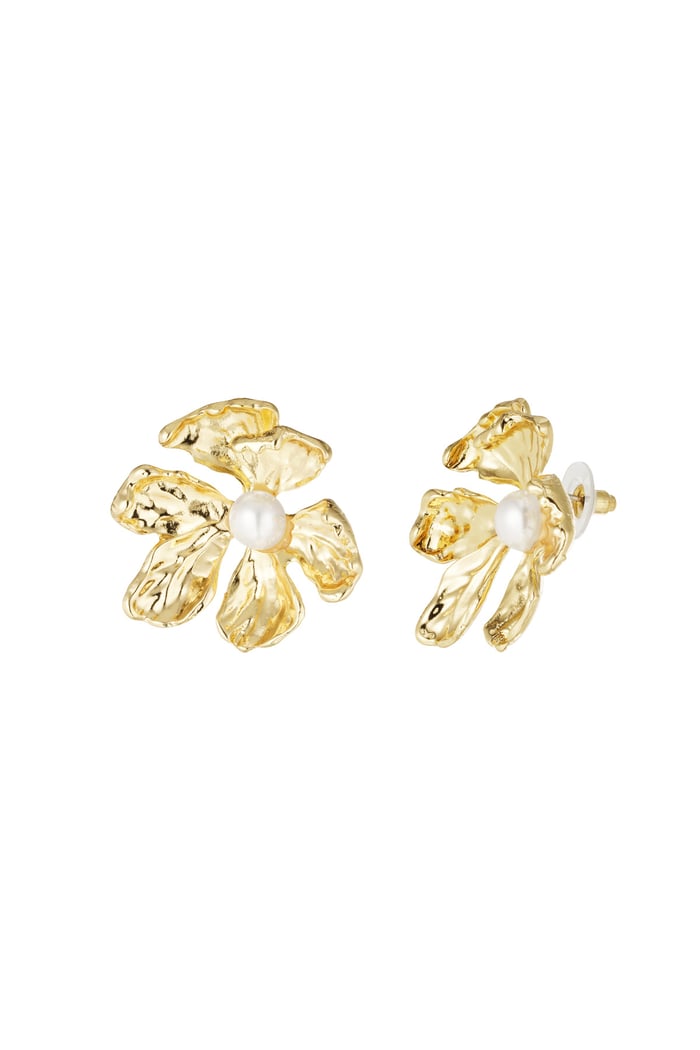 Pearl flower earrings - Gold color 