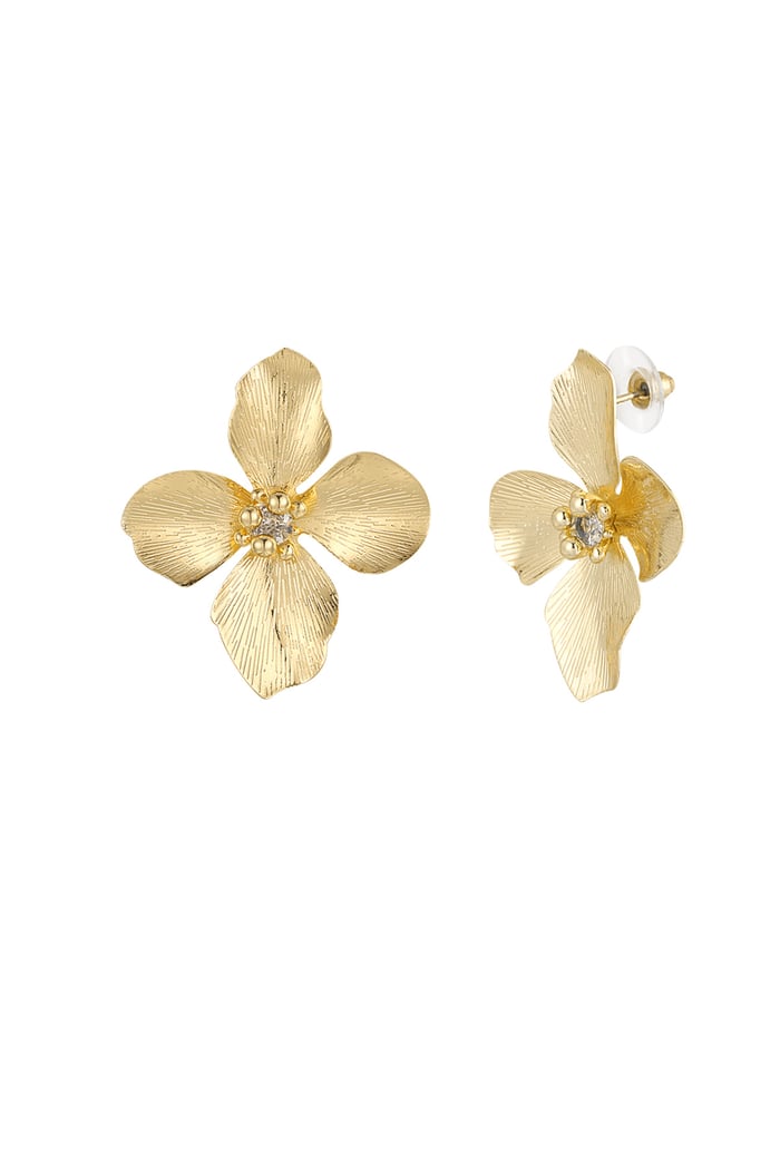 Tropical flower earrings - Gold color 