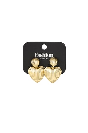 Funky heart dangles earrings - Gold color h5 Picture3