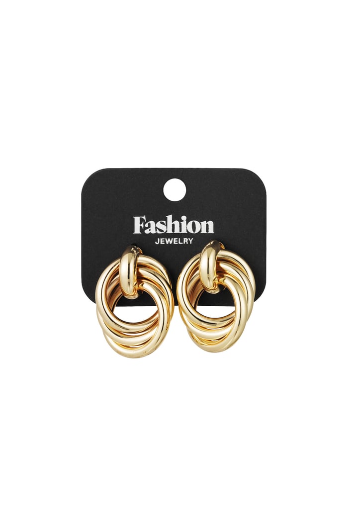 Gold color oversized button earrings Picture3