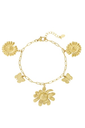 Charm-Armband Flowerlicious - Goldfarbe h5 