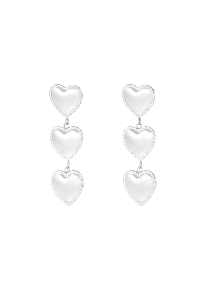 Love you three times more earrings - Silver Color color 