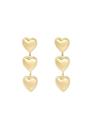 Stack of hearts earrings - Gold color h5 