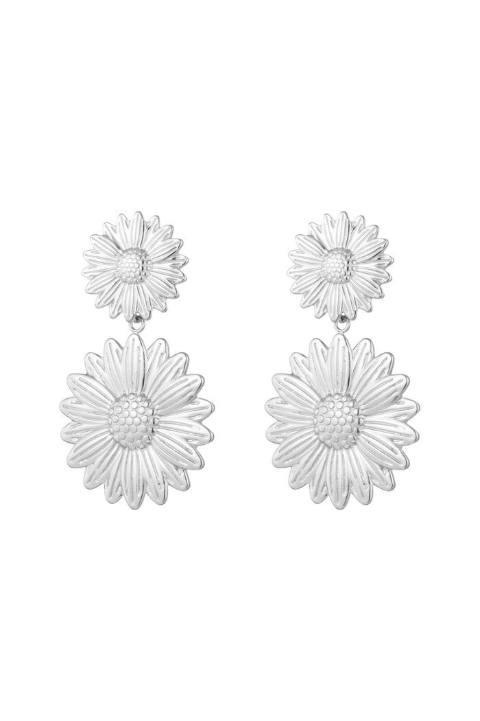 Happy Sunflower earrings - Silver Color color 