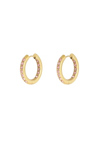 Delicate gem earrings - pink & Gold color h5 