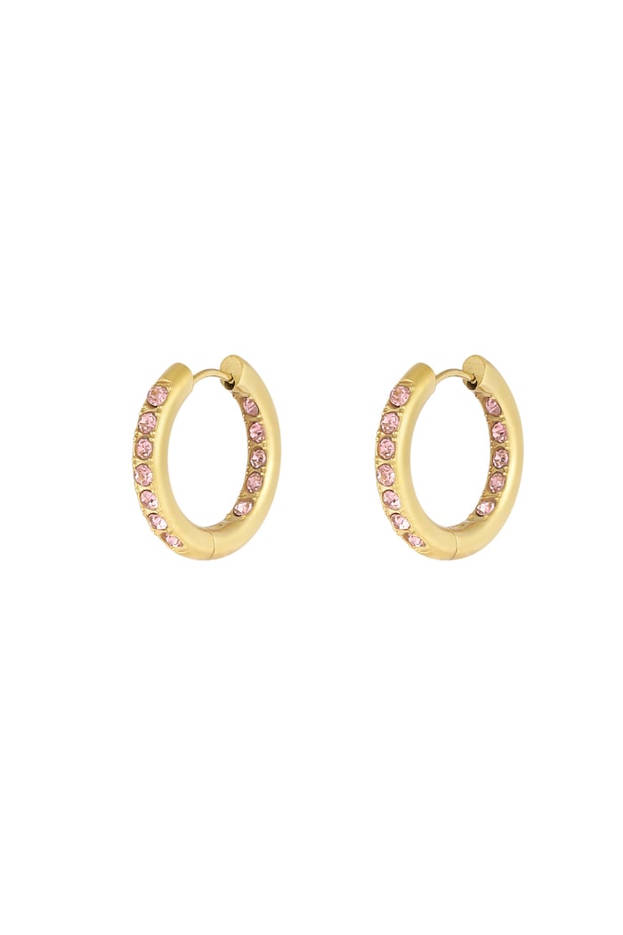 Delicate gem earrings - pink & Gold color 