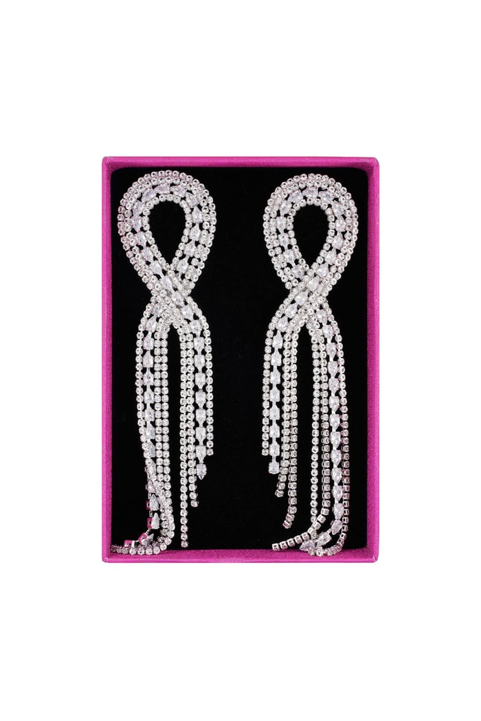 Glimmering ribbon earrings - Silver Color color Picture3