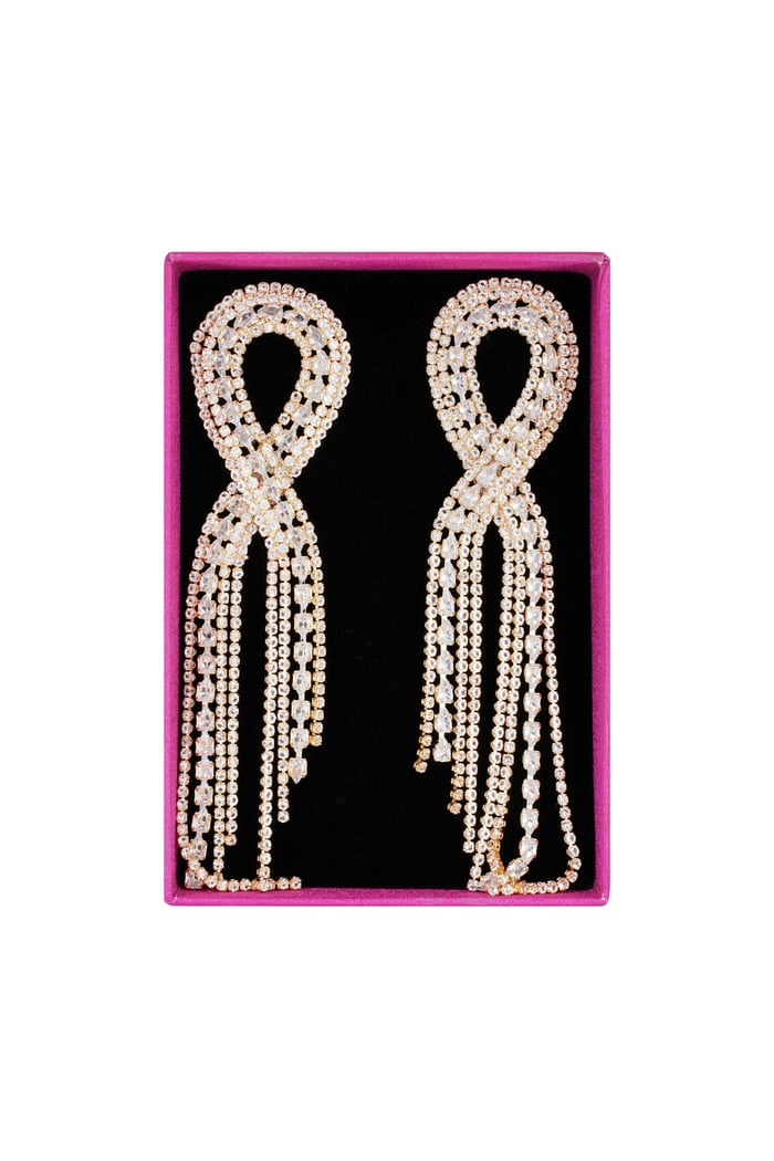 Glimmering ribbon earrings - Gold color Picture3