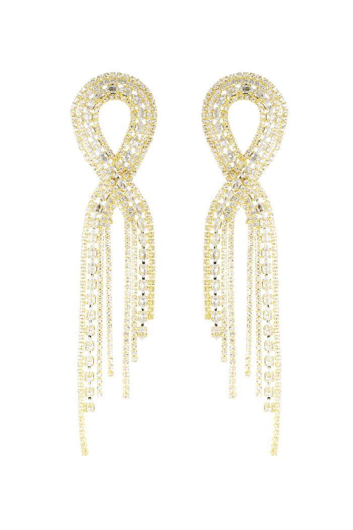 Glimmering ribbon earrings - Gold color 