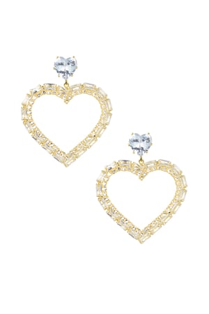 Heartfelt glitz earrings - Gold color h5 Picture3