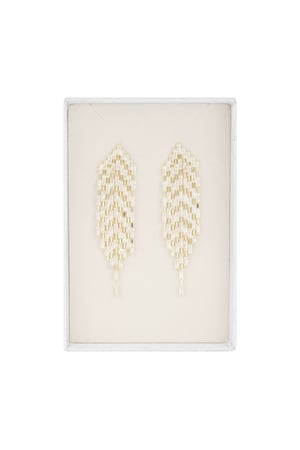 Beaded statement earrings - Gold color h5 