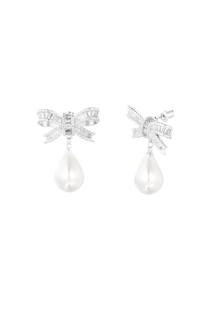 Classic bow & pearl earrings - Silver Color color h5 Picture3