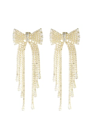 Bold sparkle bow earrings - Gold color h5 Picture3