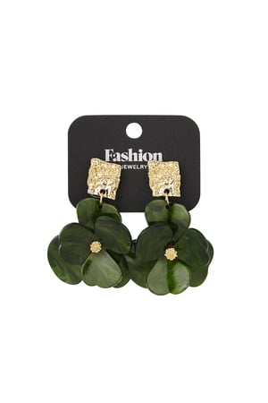 Earrings flower magic - green Gold color h5 Picture3