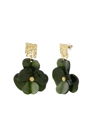 Earrings flower magic - green Gold color h5 