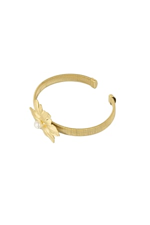 Blooming Flower bangle bracelet - Gold color h5 Picture3