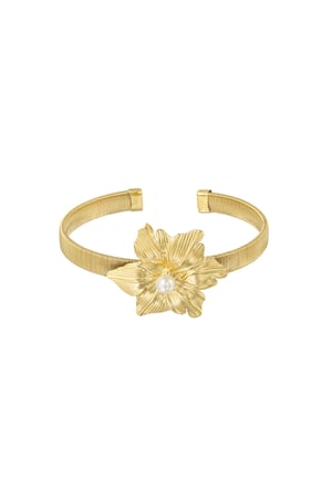 Blooming Flower bangle bracelet - Gold color h5 