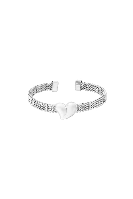 Pulsera brazalete corazón - Color plata 2