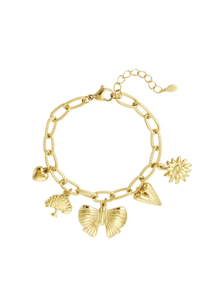 Charm bracelet charm stories - Gold color 