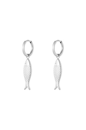 Fish charm earrings - Silver Color color h5 