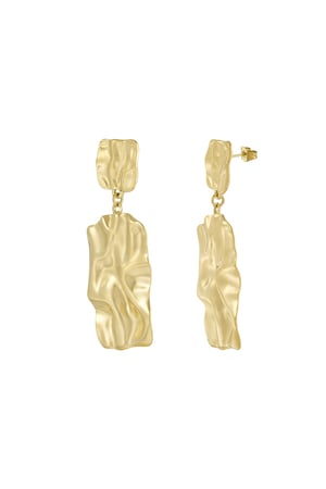 Long statement texture earrings - Gold color h5 