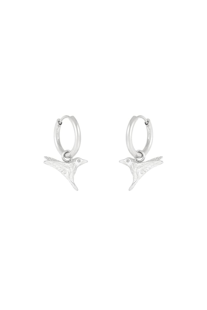 Elegant bird earrings - Silver Color color 