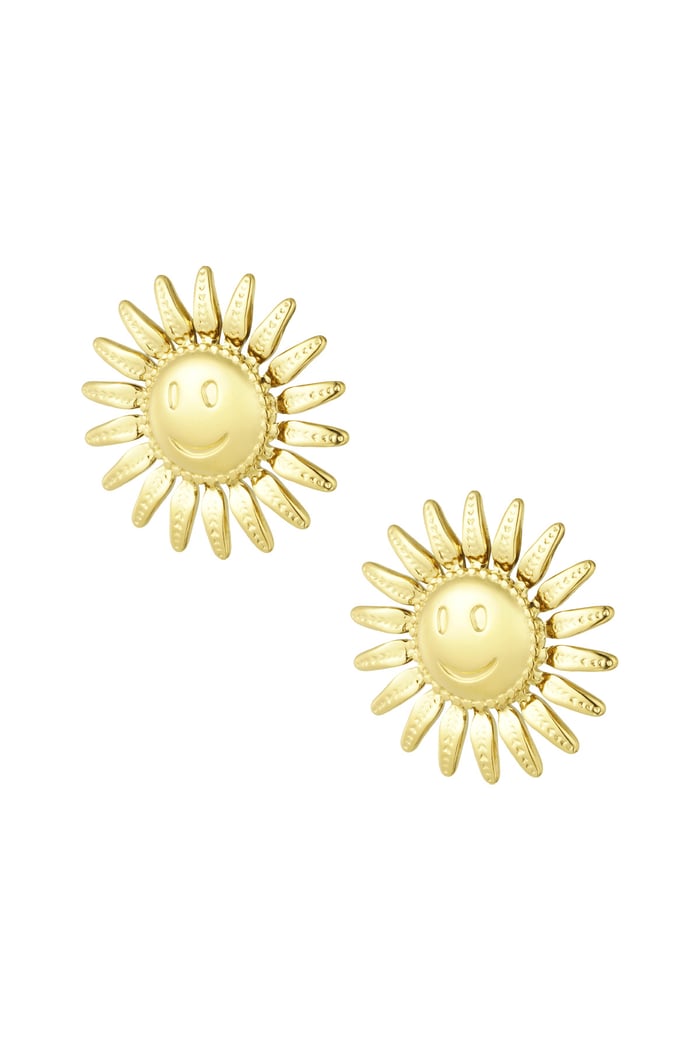 Smiling sun earrings - Gold color 