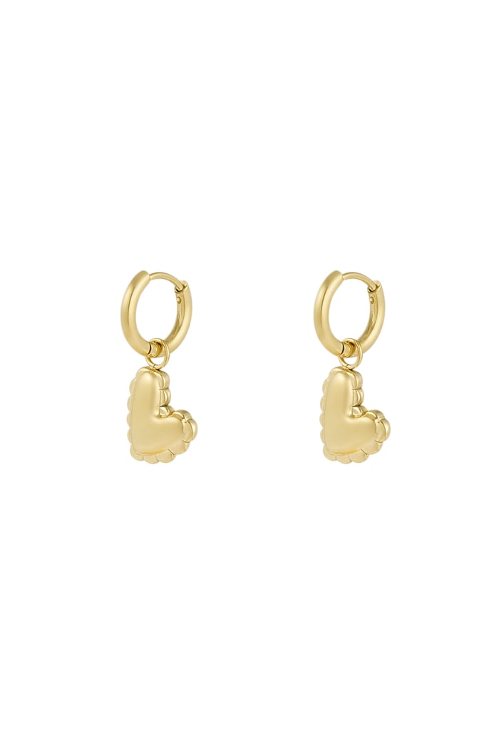 Small hanging heart charm earrings - Gold color 