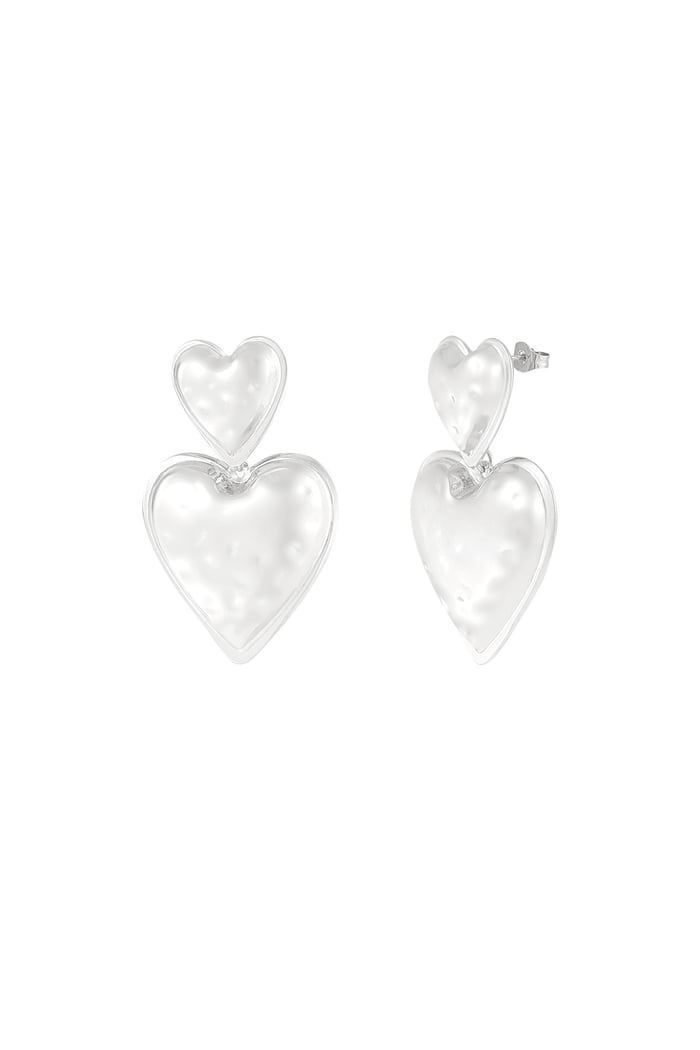 Heart Duo earrings - Silver Color color 