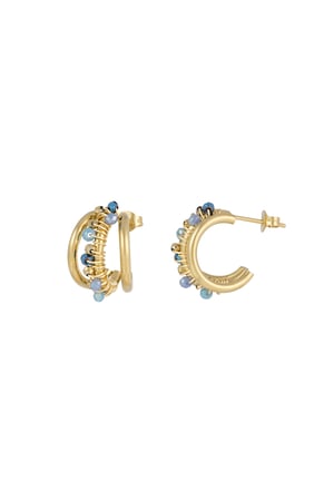 Bead bliss earrings - blue & Gold color h5 