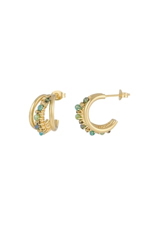 Bead bliss earrings - green & Gold color h5 