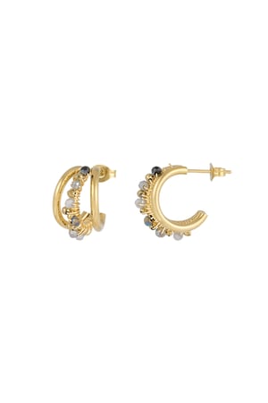 Bead bliss earrings - beige & Gold color h5 