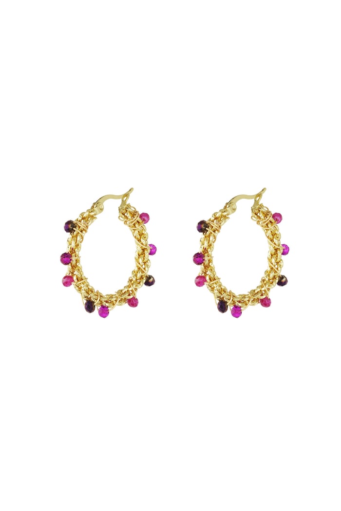 Bright bead earrings - purple 